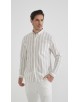LIN-L056-02 Chemise lin coton à rayures - Beige
