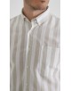 LIN-L056-02 Chemise lin coton à rayures - Beige