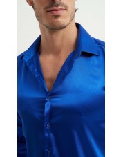 M0804-04 Chemise satinée - Bleu roy