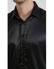 M0804-06 Chemise satinée - Noir