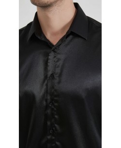 M0804-06 Satin shirt - Black