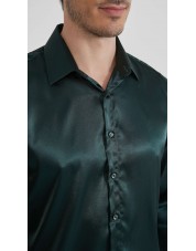 M0804-07 Chemise satinée - Vert bouteille