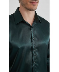 M0804-07 Satin shirt - Bottle green