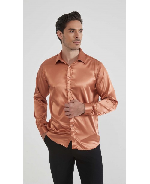 M0804-10 Chemise satinée - Terracotta