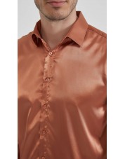 M0804-10 Chemise satinée - Terracotta