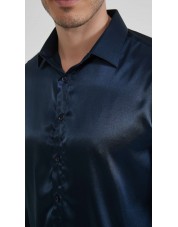 M0804-11 Chemise satinée - Marine