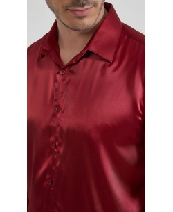 M0804-12 Satin shirt - Burgundy