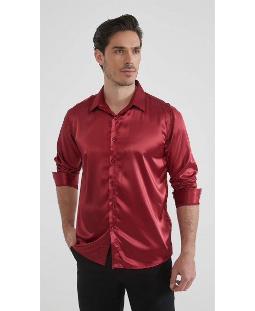 M0804-12 Chemise satinée - Bordeaux