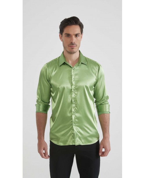 M0804-13 Chemise satinée - Vert sauge