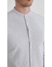 M2501-9 Chemise à rayures en oxford - Noir & Blanc