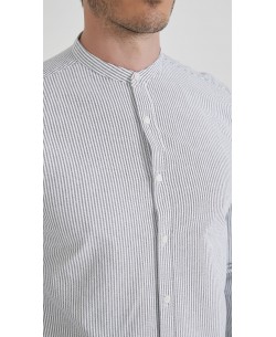 M2501-9 Chemise à rayures en oxford - Noir & Blanc