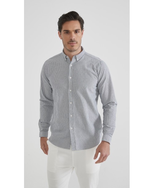 2502-7 Chemise en oxford - Blanc & noir