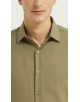  R002-48 Chemise coupe droite en coton piqué - Vert olive