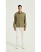  R002-48 Chemise coupe droite en coton piqué - Vert olive