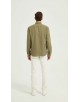  R002-48 Chemise coupe droite en coton piqué - Vert olive
