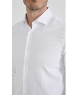 SLIM5051-01 Tone on tone stripes shirt - White