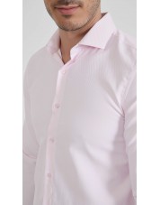 SLIM5051-02 Chemise rayures ton sur ton - Rose