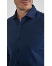 SLIM5051-04 Chemise rayures ton sur ton - Marine