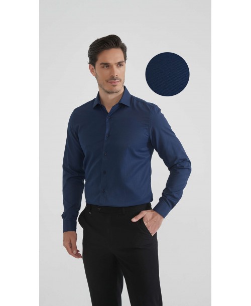 SLIM5051-04 Chemise rayures ton sur ton - Marine
