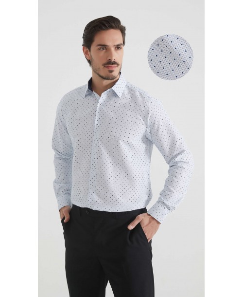 1506201-01 Chemise coupe droite à motifs - Blanc