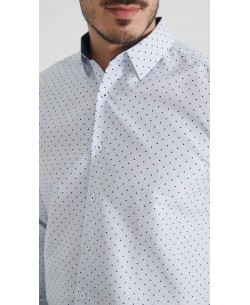 1506201-01 Chemise coupe droite à motifs - Blanc