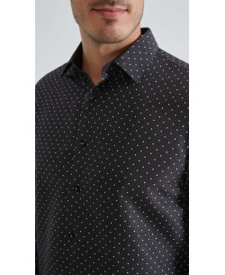 1506201-02 Chemise coupe droite à motifs - Noir