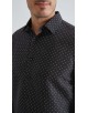 1506201-02 Chemise coupe droite à motifs - Noir