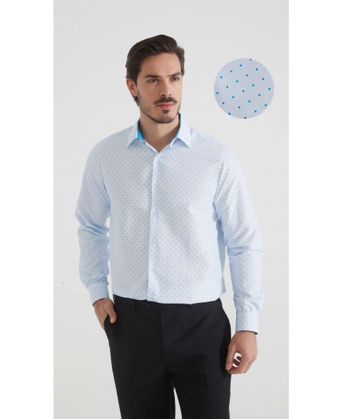 1506201-03 Chemise coupe droite à motifs - Blanc