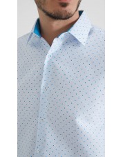 1506201-03 Chemise coupe droite à motifs - Blanc