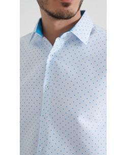 1506201-03 Chemise coupe droite à motifs - Blanc