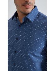 1506201-04 Chemise coupe droite à motifs - Bleu