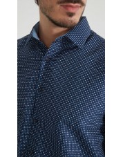 1506201-06 Chemise coupe droite à motifs - Bleu