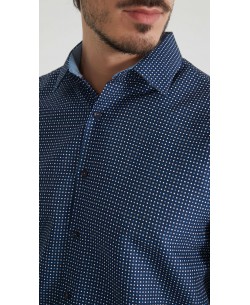 1506201-06 Chemise coupe droite à motifs - Bleu