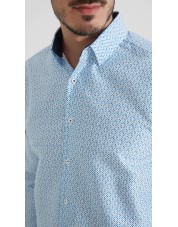 1506201-07 Chemise coupe droite à motifs - Bleu