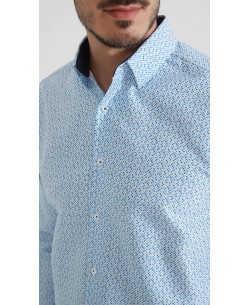 1506201-07 Chemise coupe droite à motifs - Bleu