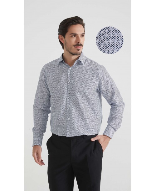 1506201-08 Chemise coupe droite à motifs - Marine