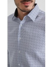 1506201-08 Chemise coupe droite à motifs - Marine