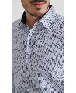 1506201-08 Chemise coupe droite à motifs - Marine