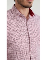 1506201-09 Chemise coupe droite à motifs - Rouge