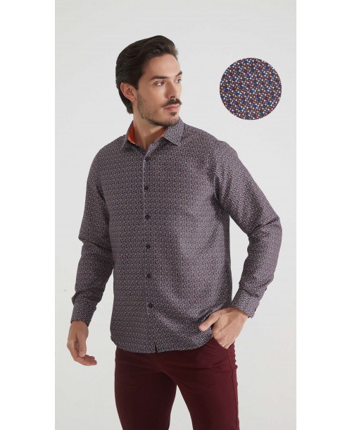 1506201-10 Chemise coupe droite à motifs - Multi