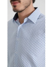 1506201-11 Chemise coupe droite à motifs - Blanc