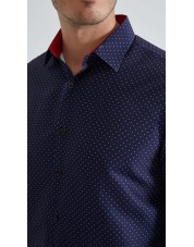 1506201-12 Chemise coupe droite à motifs - Marine