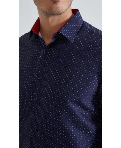 1506201-12 Chemise coupe droite à motifs - Marine