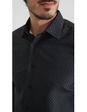 1506201-13 Chemise coupe droite à motifs - Noir