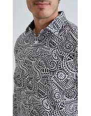 1506201-14 Chemise coupe droite à motifs - Noir