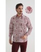 1506201-15 Chemise coupe droite à motifs - Bordeaux