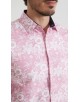 1506201-18 Chemise coupe droite à motifs - Rose