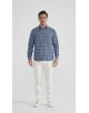 1506202-01 Chemise coupe droite à motifs - Bleu