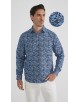1506202-01 Chemise coupe droite à motifs - Bleu