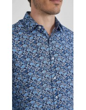 1506202-01 Chemise coupe droite à motifs - Bleu
